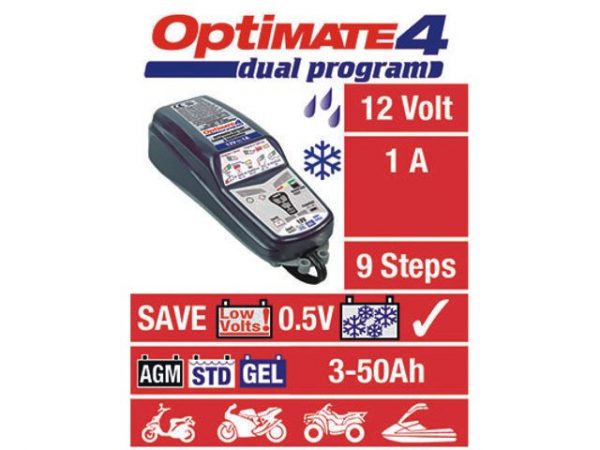 OptiMATE 4 Dual Program automata akkumulátortöltő (12V, 1A, 3-50Ah, 9 töltési fázis) 4