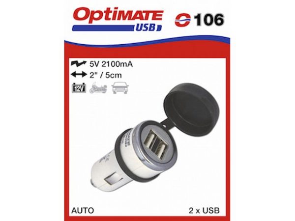 TecMATE O106 dupla USB aljzat - szivargyújtó (12V, 5V/2.1A) 1