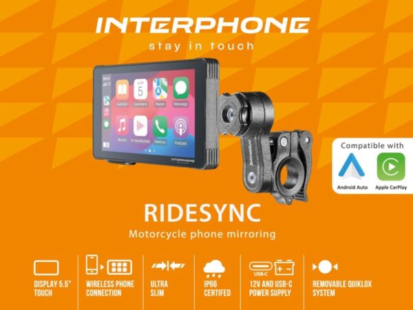 Interphone RIDESYNC motorkerékpár Infotainment rendszer (Apple CarPlay, Android Auto) 5